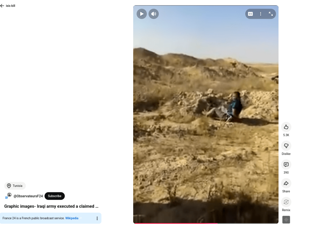 Graphic content on publicly accessible YouTube