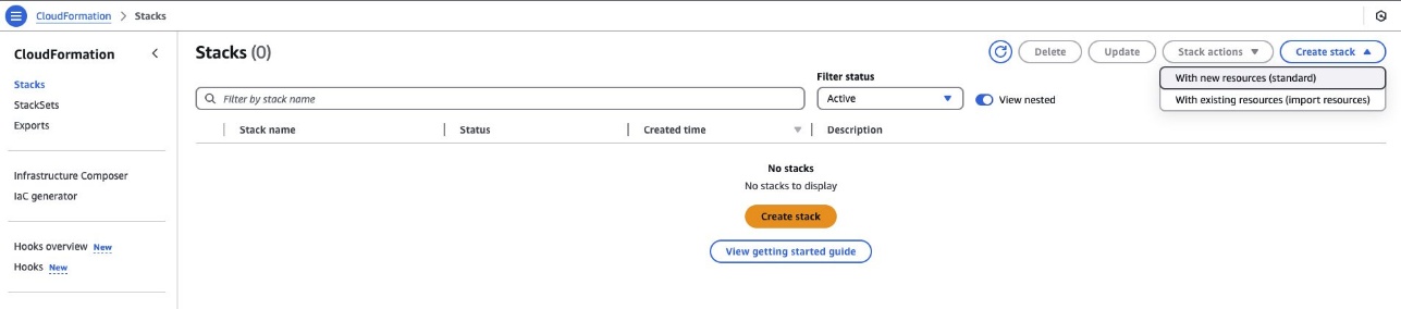 Figure 5: Create a stack