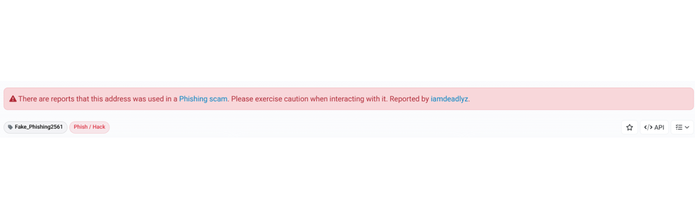 BscScan warning message