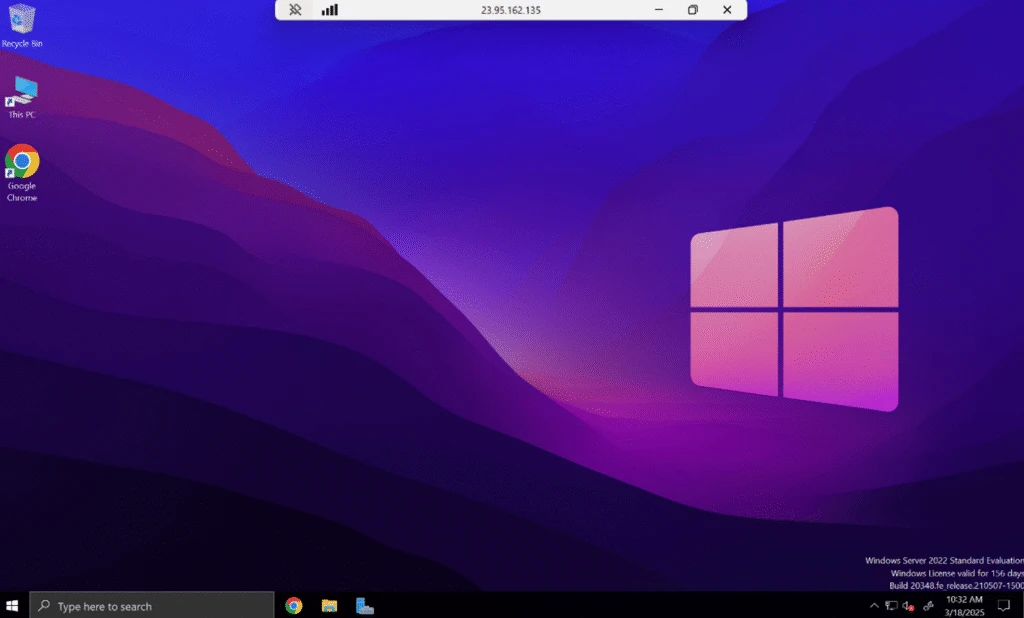 Screenshot of the Remote Desktop Image