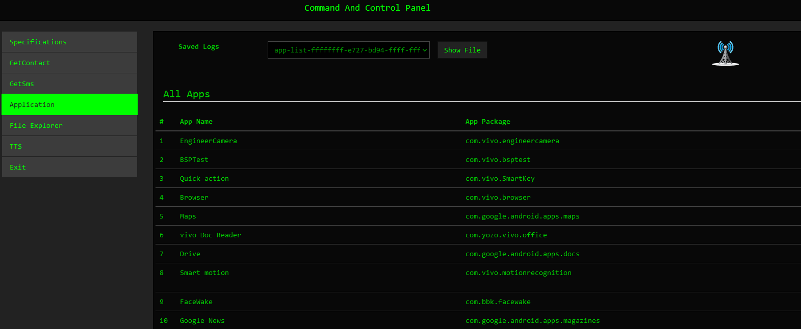 Figure 21 - Application List.