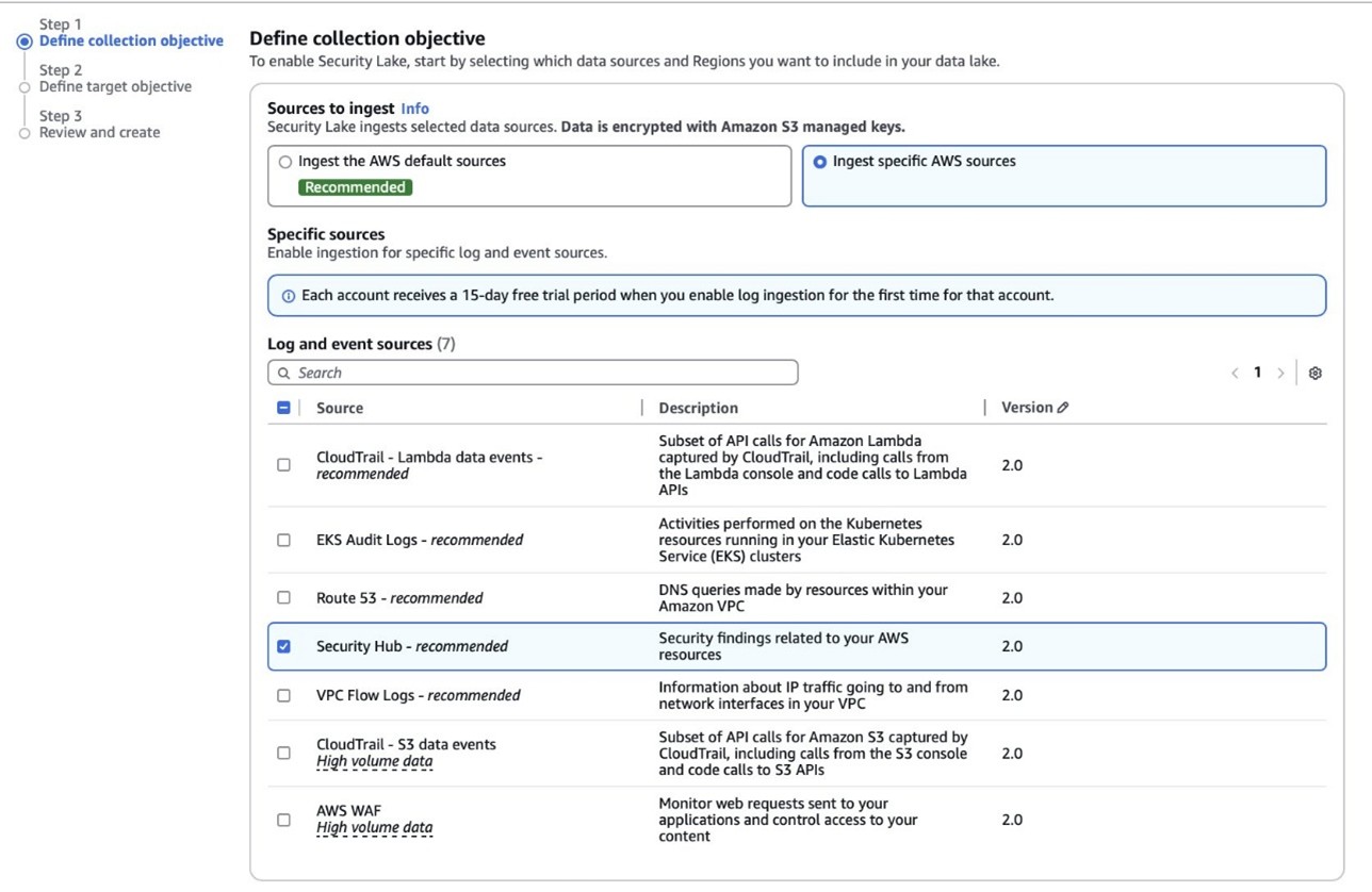 Figure 5: Select log and event sources