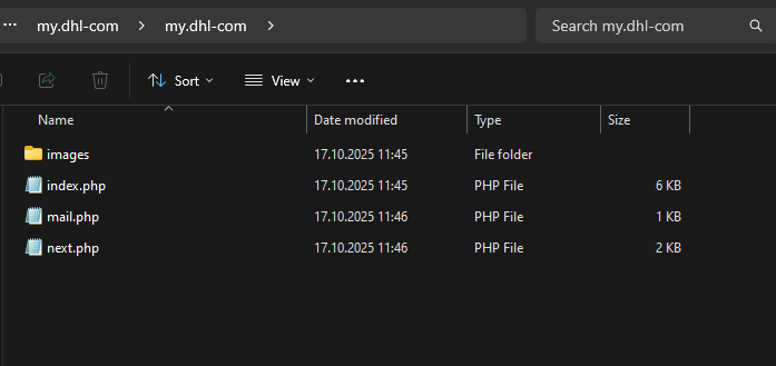 Phishing kit contents