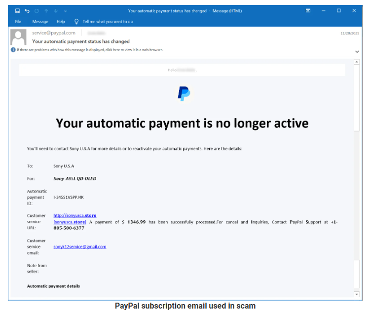 automatic payment no longer active