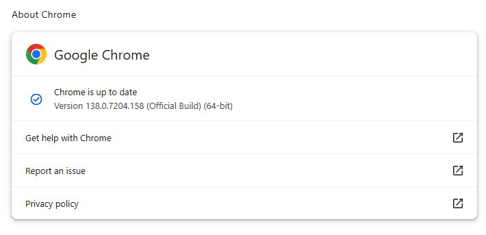Chrome is up to date