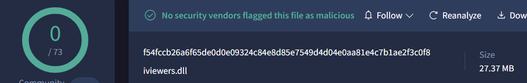 Figure 15 - MiniJunk with zero detection in VirusTotal.
