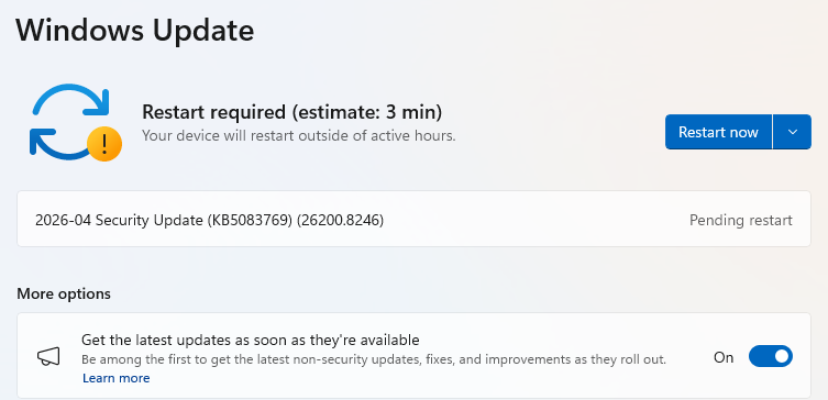 Restart required