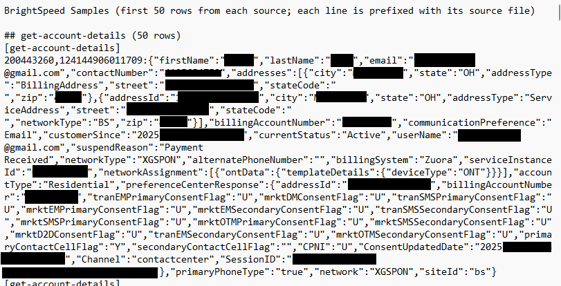 account details sample