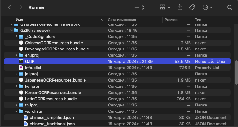File creation date in the app