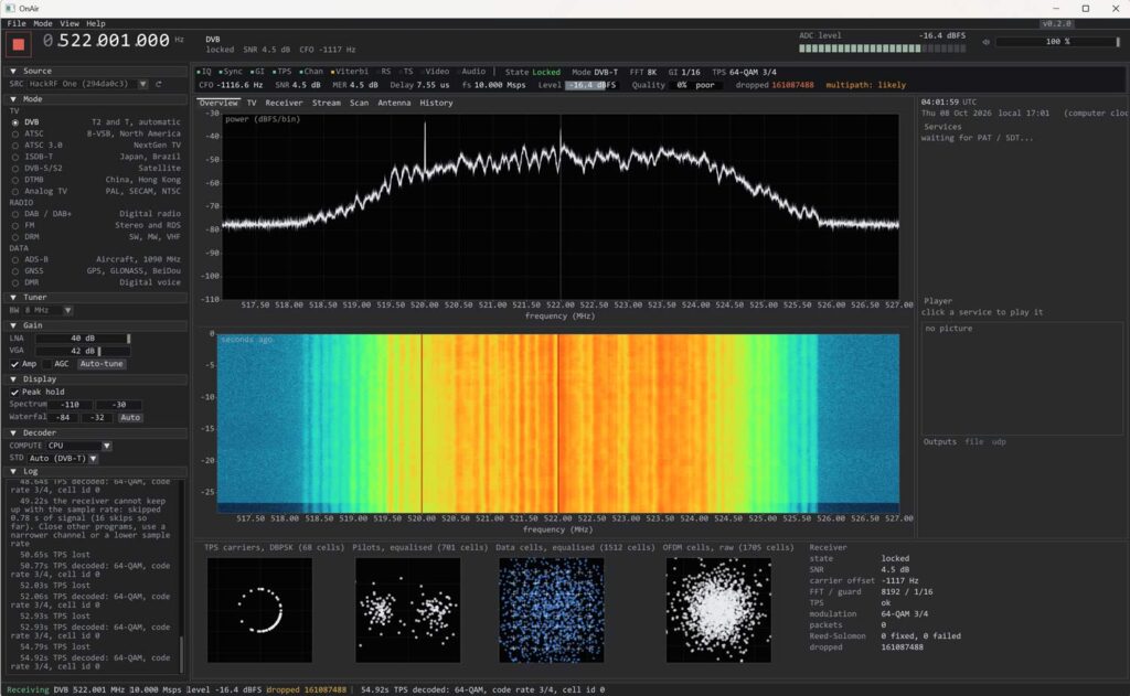 OnAir: A Digital TV and DAB Decoder for SDRs