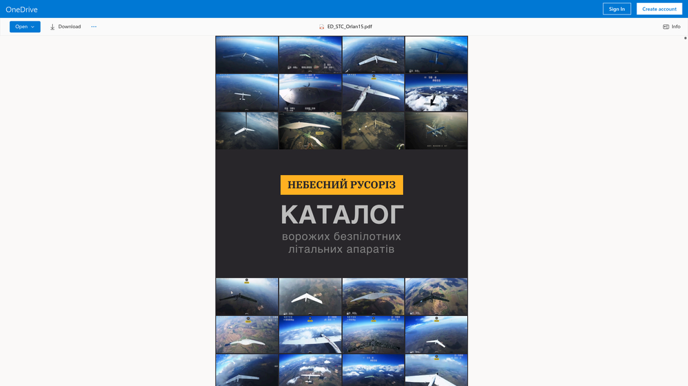 Repurposed PDF document used by UNC5976 purporting to be operational documentation for the ORLAN-15 UAV system