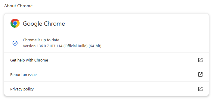Chrome up to date version 136.0.7103.114