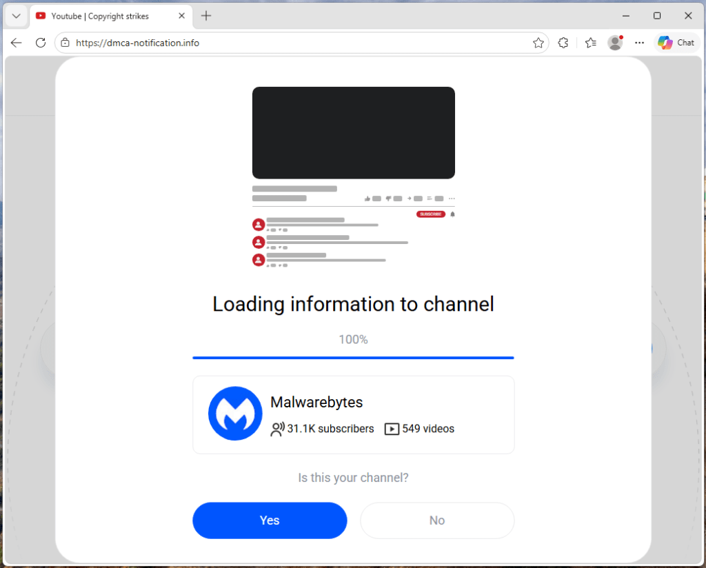 "Loading information to channel"