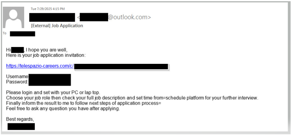 Figure 16 – Malicious email sent by Nimbus Manticore.
