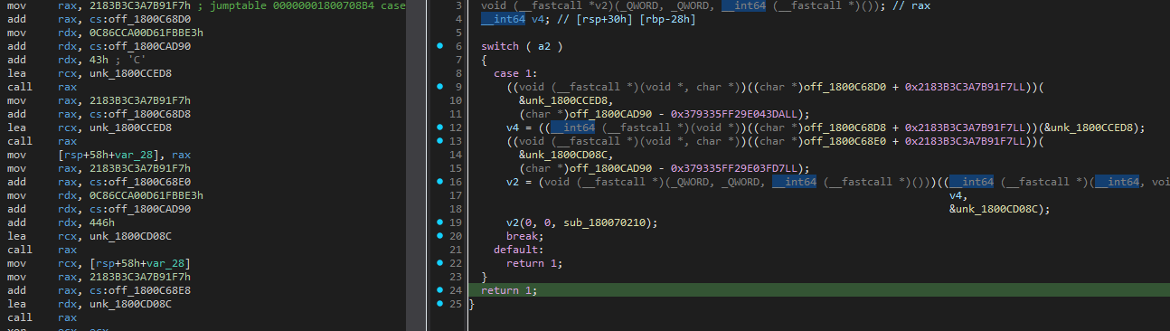 Figure 10 - DLL’s primary function with obfuscated function
calls.