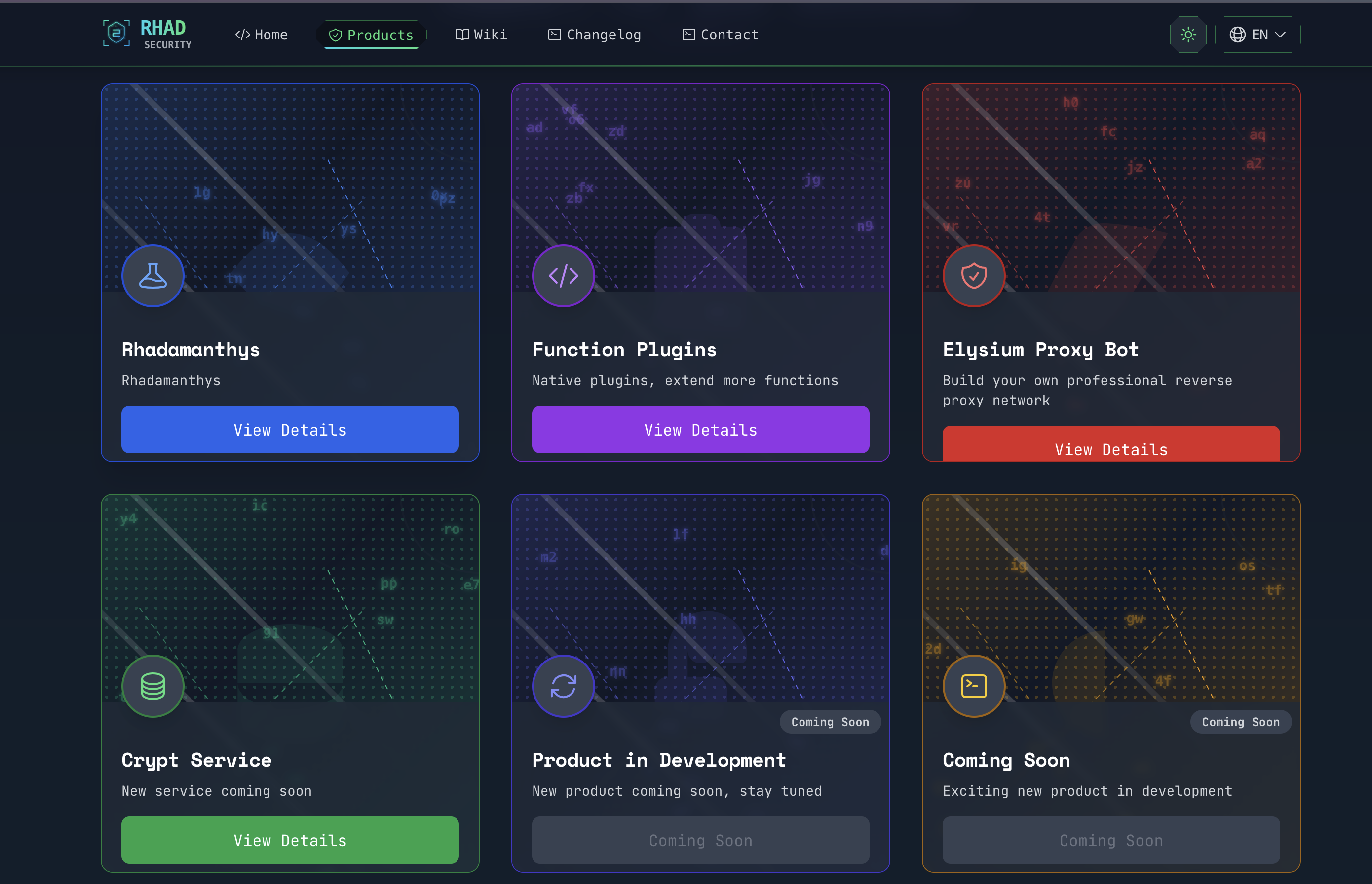 Figure 2 - The attackers’ website: overview of different products